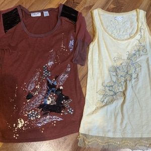 Lot of Miss Me sequin bead tops sz medium